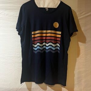 Navy Graphic Sunset Wave Tee